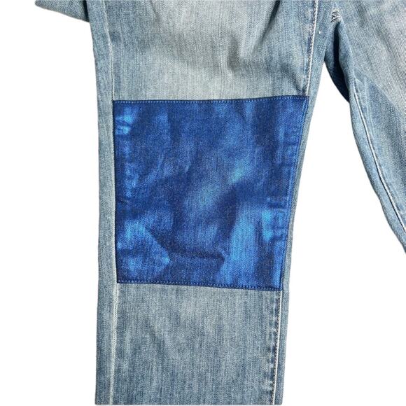 NWT Paige Jimmy Jimmy Skinny Nico Blue Metallic Knee Jeans Size 27 - Picture 5 of 11